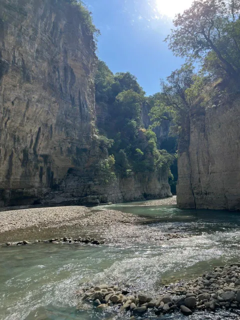 Dramatic rock formations inside Osum Canyon Albania